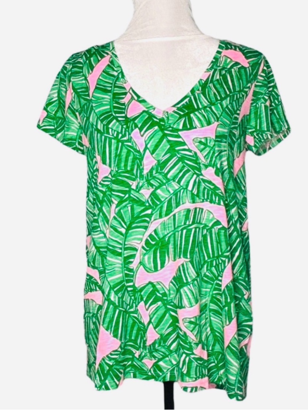 LILLY PULITZER PINK LETS GO BANANAS V-NECK ETTA T-SHIRT TOP M NWT $48